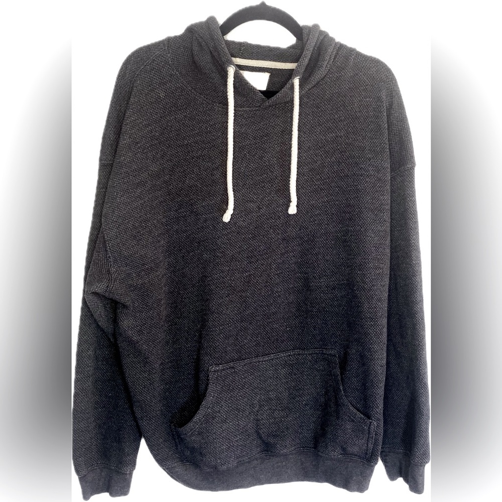 U.S. Vintage charcoal men’s waffle hoodie, kangaroo pocket, size L